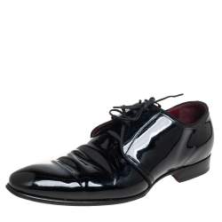 Pre Owned Dolce & Gabbana Black Patent Leather Lace Up Derby Size 43