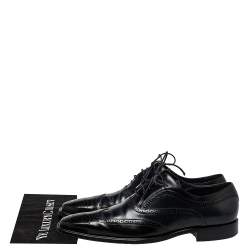 Pre Owned حذاء أوكسفورد دولتشي أند غابانا جلد بروغي لونين مقدمة سوداء رباط علوي مقاس 44 