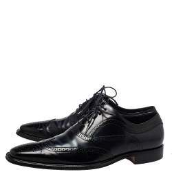 Pre Owned حذاء أوكسفورد دولتشي أند غابانا جلد بروغي لونين مقدمة سوداء رباط علوي مقاس 44 