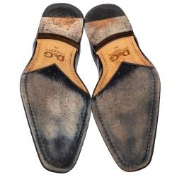 Pre Owned حذاء أوكسفورد دولتشي أند غابانا جلد بروغي لونين مقدمة سوداء رباط علوي مقاس 44 