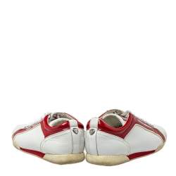 Dolce & Gabbana White/Red Patent And Leather  Low Top Sneakers Size 42