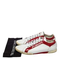 Dolce & Gabbana White/Red Patent And Leather  Low Top Sneakers Size 42