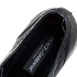 Pre Owned حذاء ديربي دولتشي أند غابانا جلد نقشة التمساح أسود رباط علوي مقاس 43 