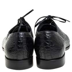 Pre Owned حذاء ديربي دولتشي أند غابانا جلد نقشة التمساح أسود رباط علوي مقاس 43 