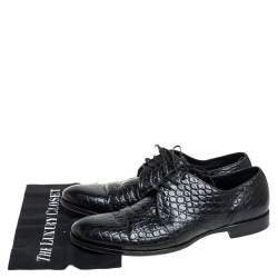 Pre Owned حذاء ديربي دولتشي أند غابانا جلد نقشة التمساح أسود رباط علوي مقاس 43 