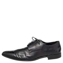 Dolce & Gabbana Black Brogue Leather Lace Up Derby Size 43