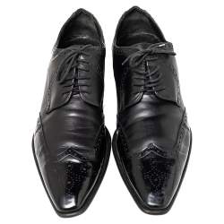 Dolce & Gabbana Black Brogue Leather Lace Up Derby Size 43