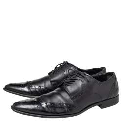 Dolce & Gabbana Black Brogue Leather Lace Up Derby Size 43