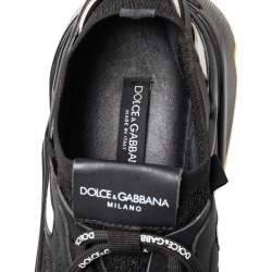 مملوكة مسبقًا Dolce & Gabbana Black Suede And Knit Fabric Daymaster Low Top Sneakers Size 42