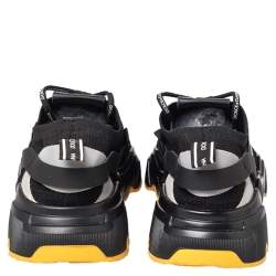مملوكة مسبقًا Dolce & Gabbana Black Suede And Knit Fabric Daymaster Low Top Sneakers Size 42
