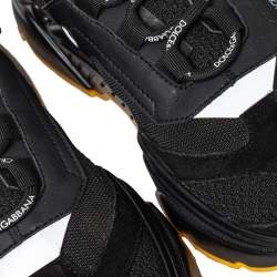 مملوكة مسبقًا Dolce & Gabbana Black Suede And Knit Fabric Daymaster Low Top Sneakers Size 42