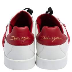 مملوكة مسبقًا Dolce & Gabbana White Leather Portofino Low Top Sneakers Size 44