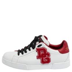مملوكة مسبقًا Dolce & Gabbana White Leather Portofino Low Top Sneakers Size 44