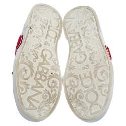 مملوكة مسبقًا Dolce & Gabbana White Leather Portofino Low Top Sneakers Size 44