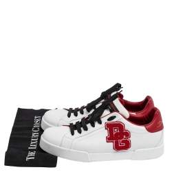 مملوكة مسبقًا Dolce & Gabbana White Leather Portofino Low Top Sneakers Size 44
