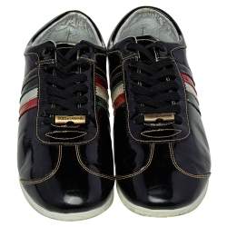 Dolce & Gabbana Black Patent Leather Low Top Sneakers Size 44