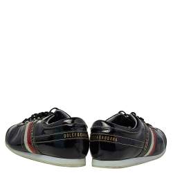 Dolce & Gabbana Black Patent Leather Low Top Sneakers Size 44