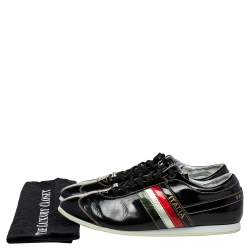 Dolce & Gabbana Black Patent Leather Low Top Sneakers Size 44