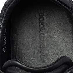 Pre Owned Dolce and Gabbana Black Python And Leather Stripes Low Top Sneakers Size 44