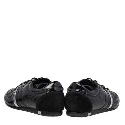 Pre Owned Dolce and Gabbana Black Python And Leather Stripes Low Top Sneakers Size 44