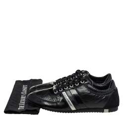 Pre Owned Dolce and Gabbana Black Python And Leather Stripes Low Top Sneakers Size 44