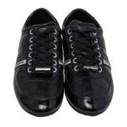 Pre Owned Dolce and Gabbana Black Python And Leather Stripes Low Top Sneakers Size 44