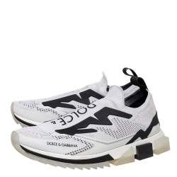 Pre Owned حذاء رياضي دولتشي آند غابانا سورينتو سليب أون قماش تريكو أبيض / أسود مقاس 45