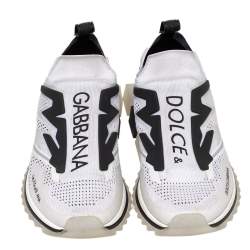 Pre Owned حذاء رياضي دولتشي آند غابانا سورينتو سليب أون قماش تريكو أبيض / أسود مقاس 45