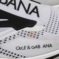 Pre Owned حذاء رياضي دولتشي آند غابانا سورينتو سليب أون قماش تريكو أبيض / أسود مقاس 45