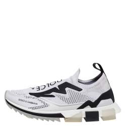 Pre Owned حذاء رياضي دولتشي آند غابانا سورينتو سليب أون قماش تريكو أبيض / أسود مقاس 45