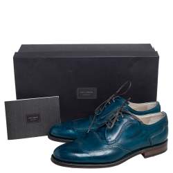 Dolce & Gabbana Blue Brogue Leather Lace Up Oxford Size 42