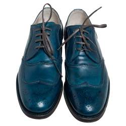 Dolce & Gabbana Blue Brogue Leather Lace Up Oxford Size 42