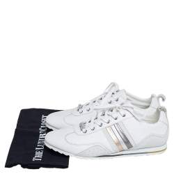 مملوكة مسبقًا حذاء رياضي دولتشي أند غابانا سويدي وجلد أبيض رباط علوي منخفض من أعلى مقاس 41