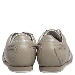 مملوكة مسبقًا حذاء رياضى دولتشى أند غابانا منخفض من أعلى رباط جلد رمادي مقاس 41.5 