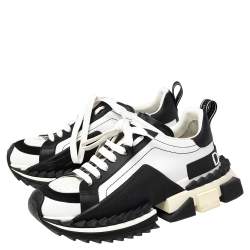 Pre Owned Dolce & Gabbana White/ Black Suede And Leather Super King Low Top Sneakers Size 42