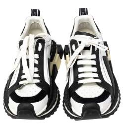 Pre Owned Dolce & Gabbana White/ Black Suede And Leather Super King Low Top Sneakers Size 42