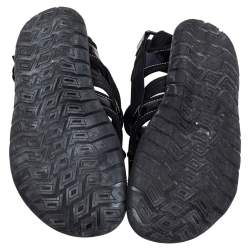 Pre Owned Dolce & Gabbana Black Patent Leather and Fabric Velcro Strap Sandals Size 41