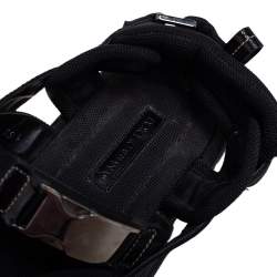 Pre Owned Dolce & Gabbana Black Patent Leather and Fabric Velcro Strap Sandals Size 41