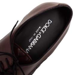 مملوكة مسبقًا حذاء ديربي دولتشي أند غابانا جلد مجدول بني رباط مقاس 41