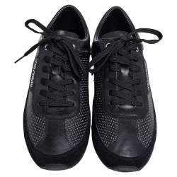 مملوكة مسبقًا حذاء رياضي دولتشي أند غابانا سويدي وجلد أسود رباط علوي مقاس 41.5