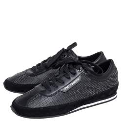 مملوكة مسبقًا حذاء رياضي دولتشي أند غابانا سويدي وجلد أسود رباط علوي مقاس 41.5