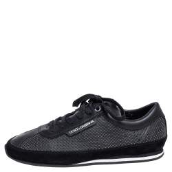 مملوكة مسبقًا حذاء رياضي دولتشي أند غابانا سويدي وجلد أسود رباط علوي مقاس 41.5