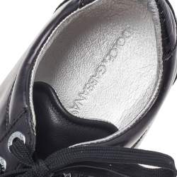 Pre Owned حذاء رياضي دولتشي أند غابانا منخفض من أعلى جلد وجلد لامع وسويدي أسود مقاس 40