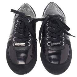 Pre Owned حذاء رياضي دولتشي أند غابانا منخفض من أعلى جلد وجلد لامع وسويدي أسود مقاس 40