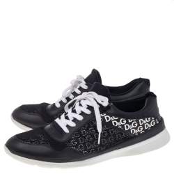 Dolce & Gabbana Black Leather And Mesh Low Top Sneakers Size 45
