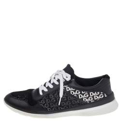 Dolce & Gabbana Black Leather And Mesh Low Top Sneakers Size 45