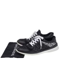 Dolce & Gabbana Black Leather And Mesh Low Top Sneakers Size 45