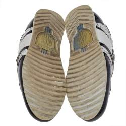 Pre Owned حذاء رياضي دولتشي أند غابانا جلد وجلد لامع أبيض/أسود عنق منخفض مقاس 43