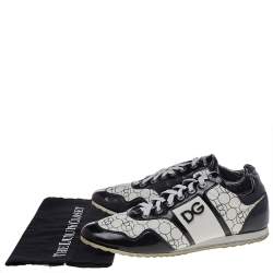 Pre Owned حذاء رياضي دولتشي أند غابانا جلد وجلد لامع أبيض/أسود عنق منخفض مقاس 43