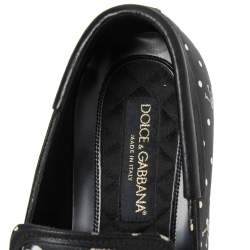 Pre Owned حذاء لوفرز دولتشي أند غابانا جلد أسود مطبوع جمجمة وعظام متعاكسة مقاس 41